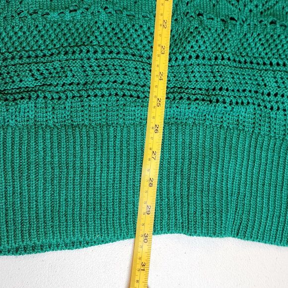 NWOT Liz Claiborne Women Green Button-Up L/S Cardigan XL V-Neck Open Weave Knit - Picture 7 of 9